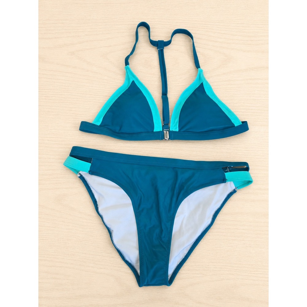 CUPSHE Women's Teal & Aqua Bikini Swimsuit Set Size Large NWT Two Piece